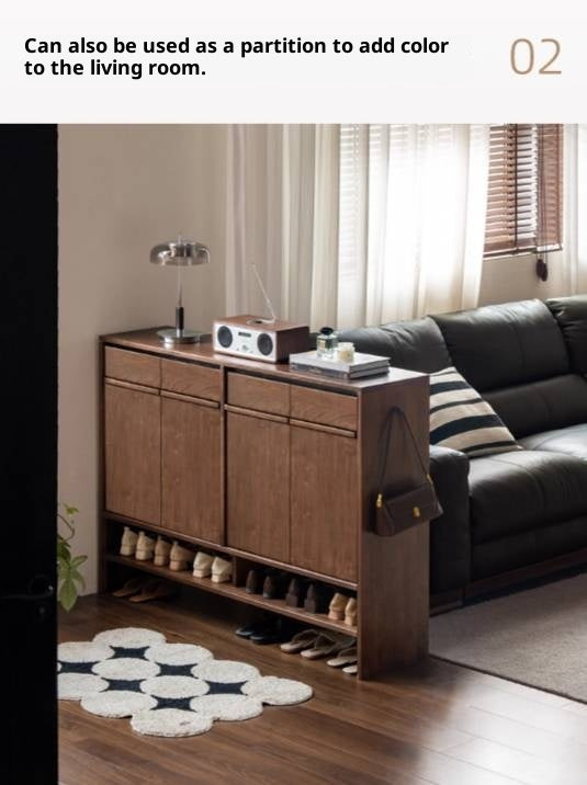 Black Walnut Solid Wood Italian Light Luxury Shoe Cabinet