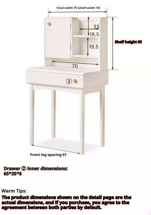 Solid Rubberwood Cream Style Vanity Table With Makeup Mirror.