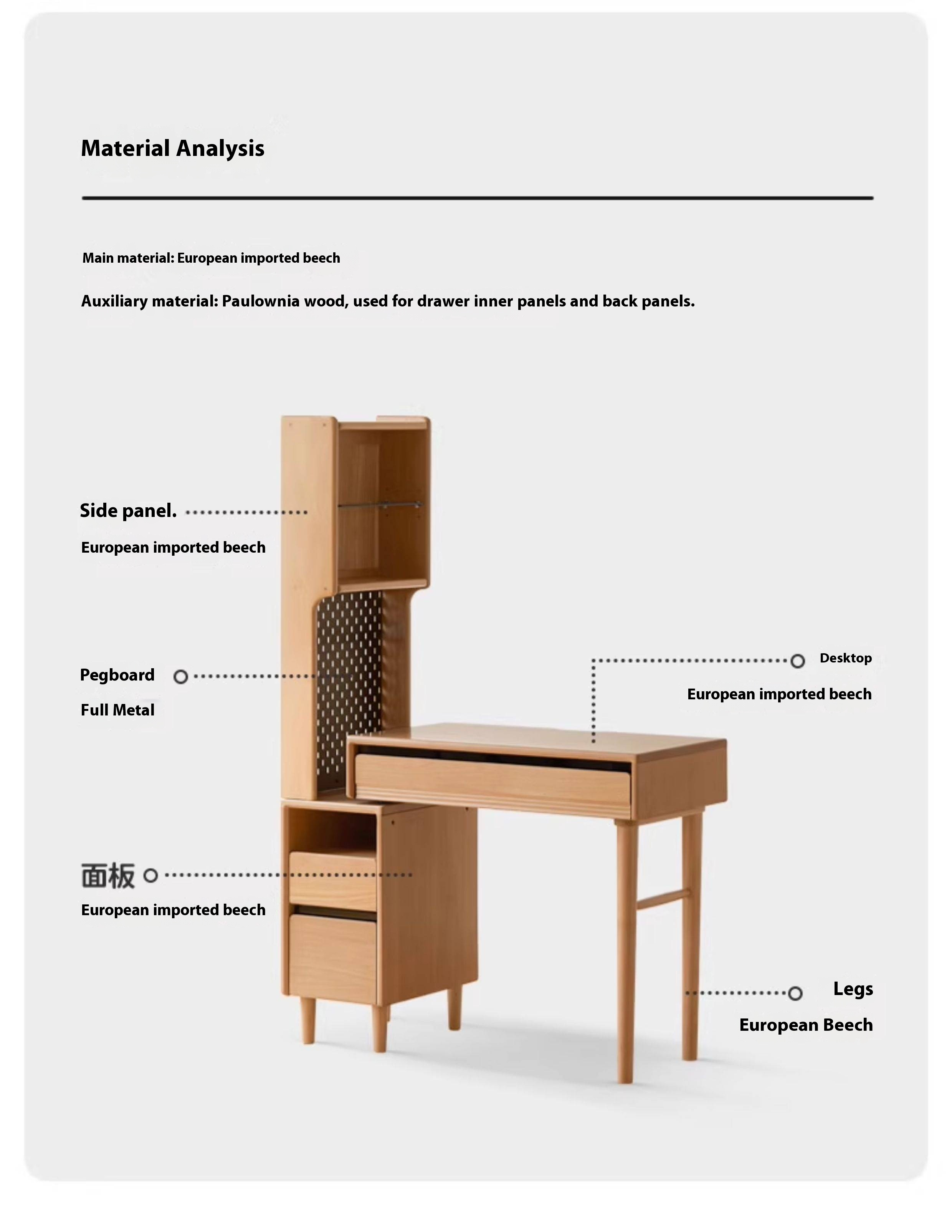European Beech Solid Wood Retractable Modern Dressing Table