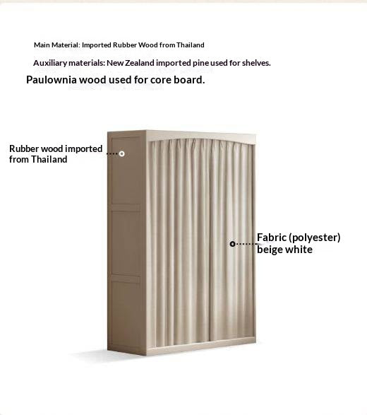 Solid RubberWood Wardrobe with curtains Design