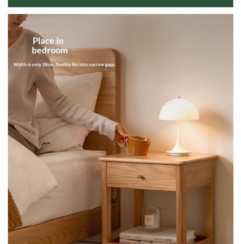 Oak, Beech Solid Wood, Solid RubberWood Nightstand.