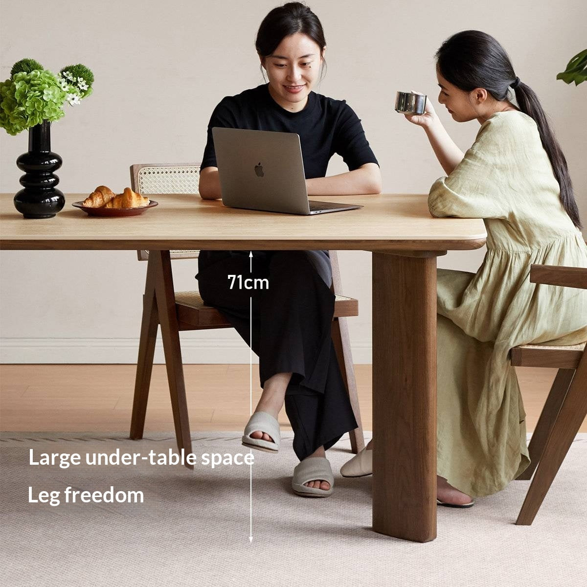 Black Walnut Solid Wood Travertine Slab Light Luxury Dining Table