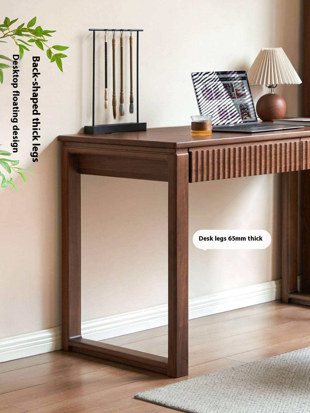 Black Walnut Solid Wood, Solid RubberWood Computer Desk