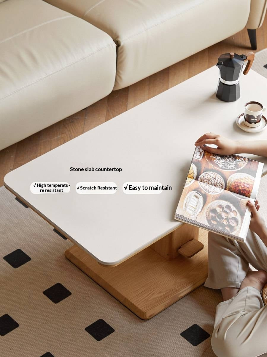 Oak Solid Wood Rock Slab Lifting Side Table