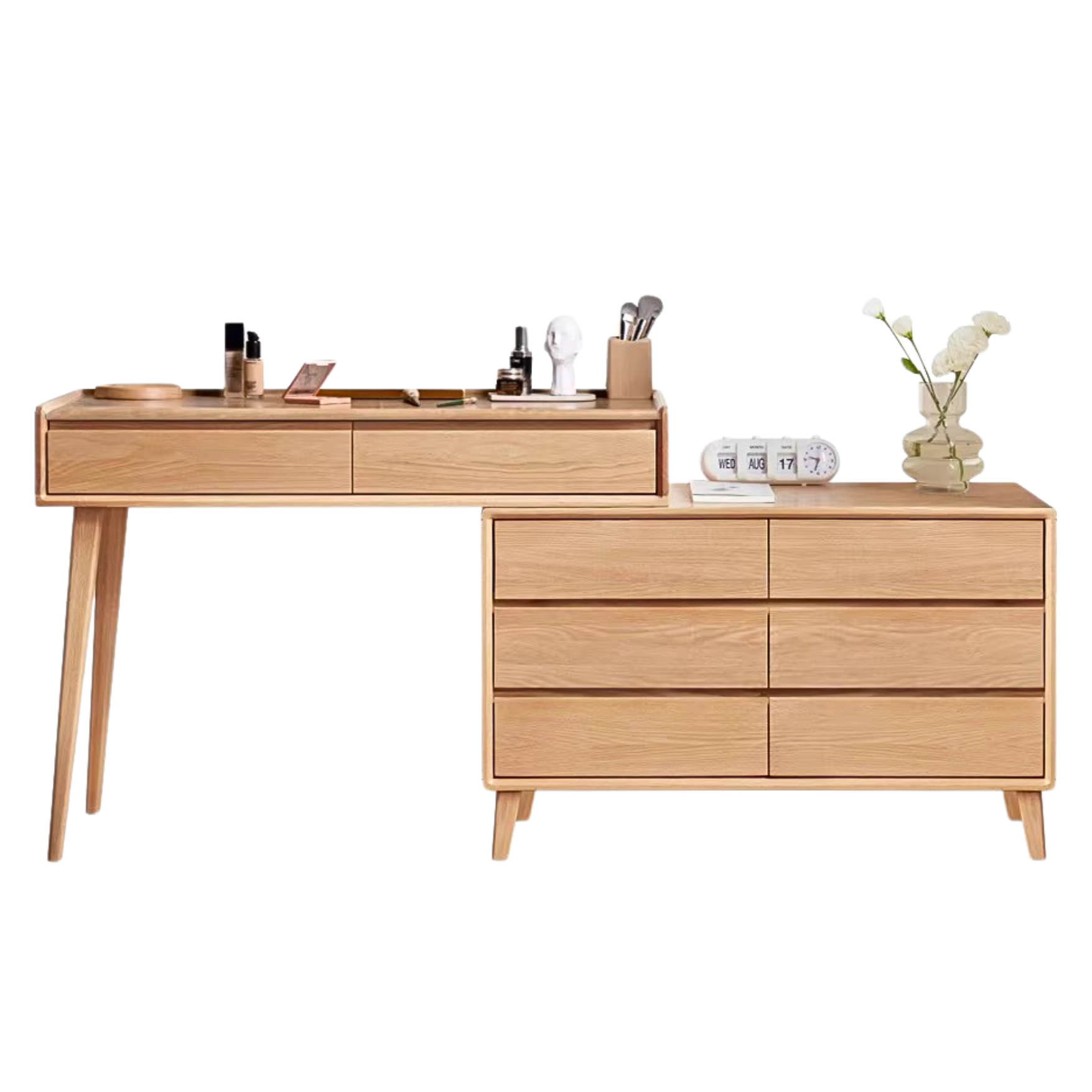 Oak solid wood Modern Simple Rock Board Dressing Table