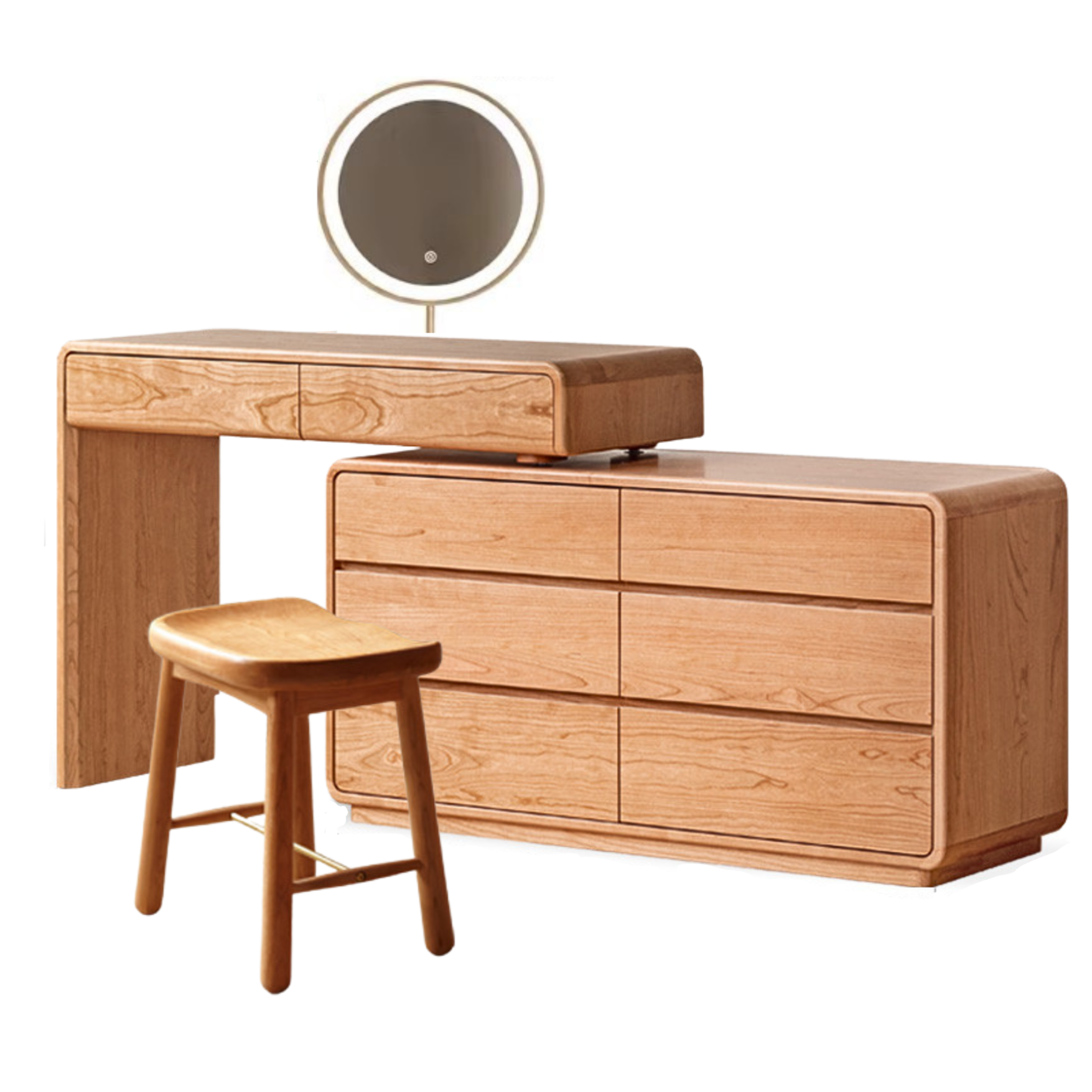 Cherry Solid Wood Retractable Dressing Table