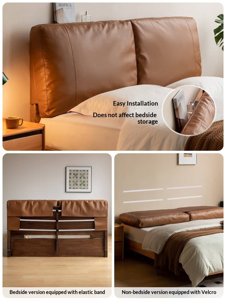 Soft Leather Headboard with Large Cushioned Backrest