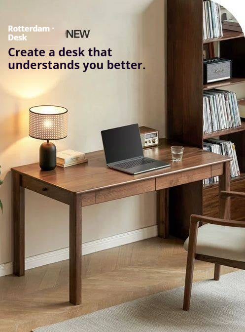 Black Walnut, Ash Solid Wood Office Desk