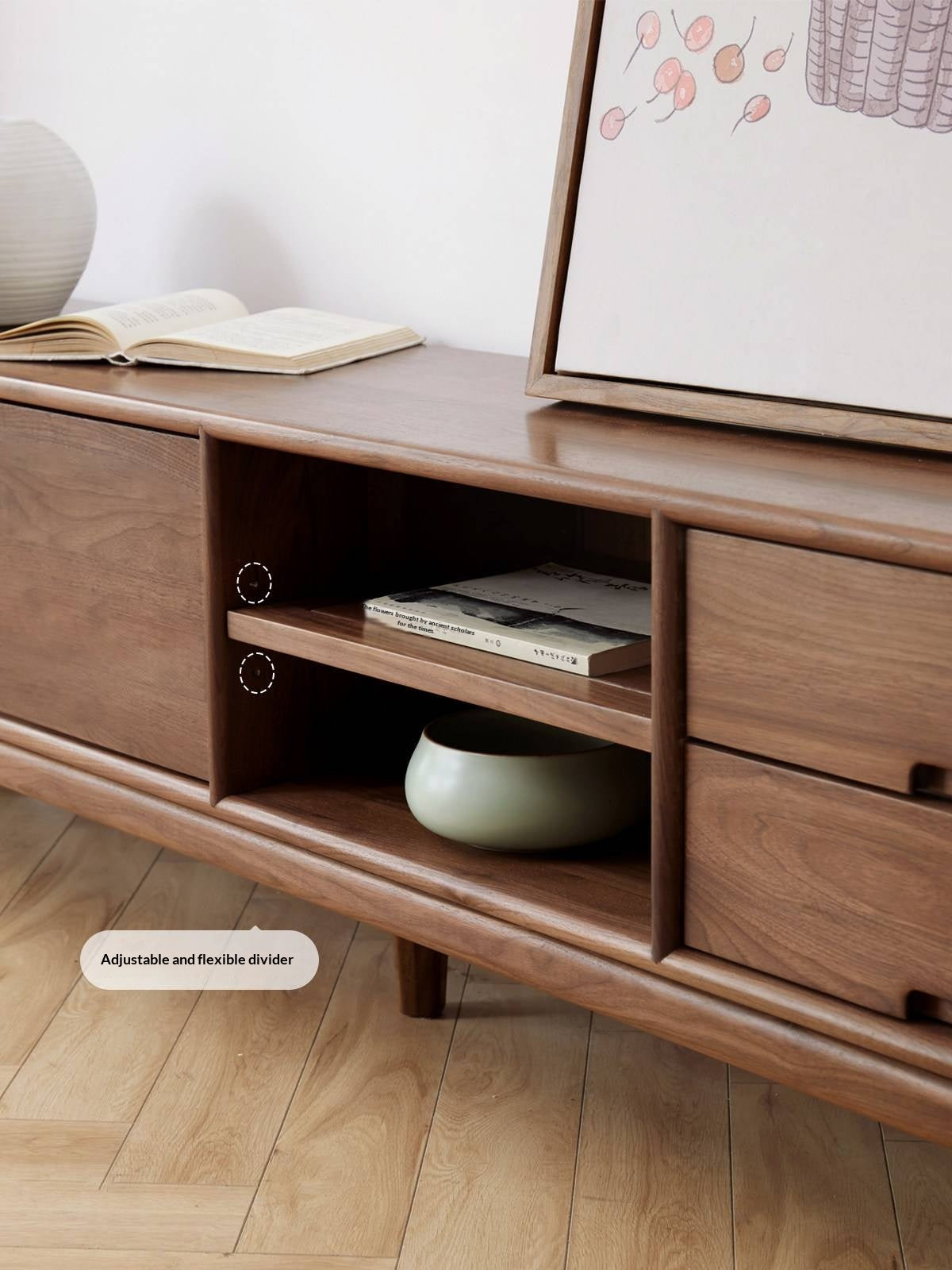 Ash, Black Walnut Solid Wood Modern Simple TV Cabinet