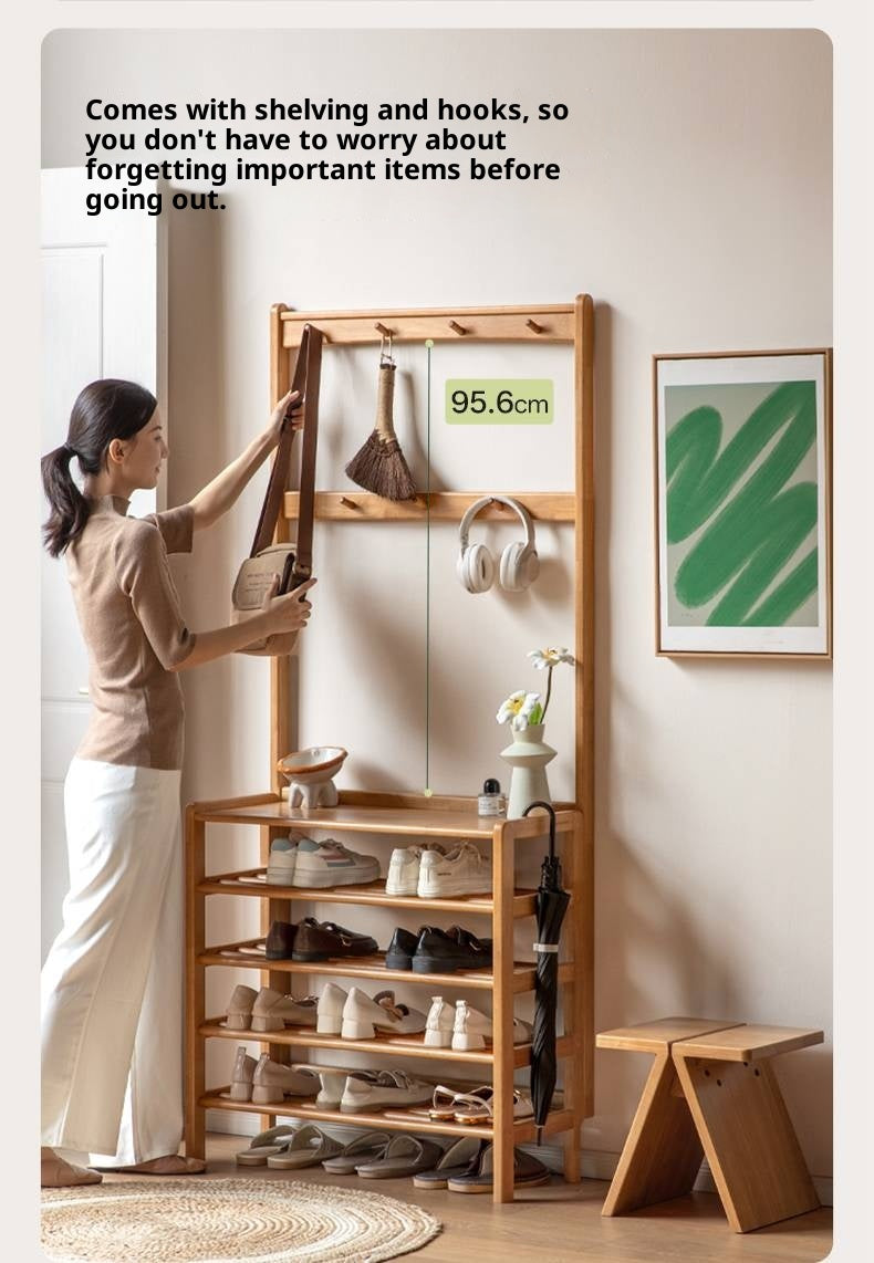 Solid Rubberwood Modern Minimalist Multi Layer Shoe Rack