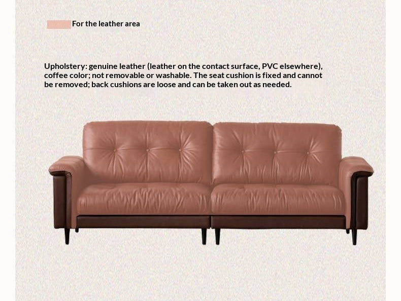 Genuine Leather Biscuit Tufted Leather Sofa with Track Arms