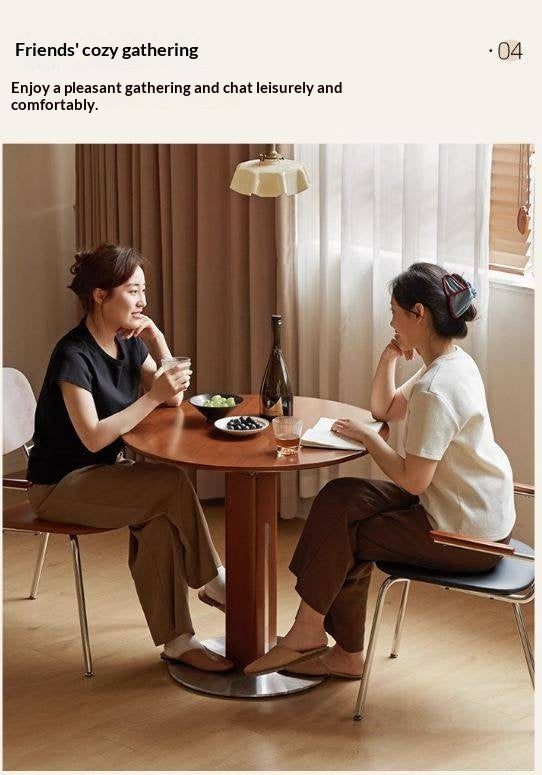 Poplar Solid Wood Vintage Round Bauhaus Style Dining Table