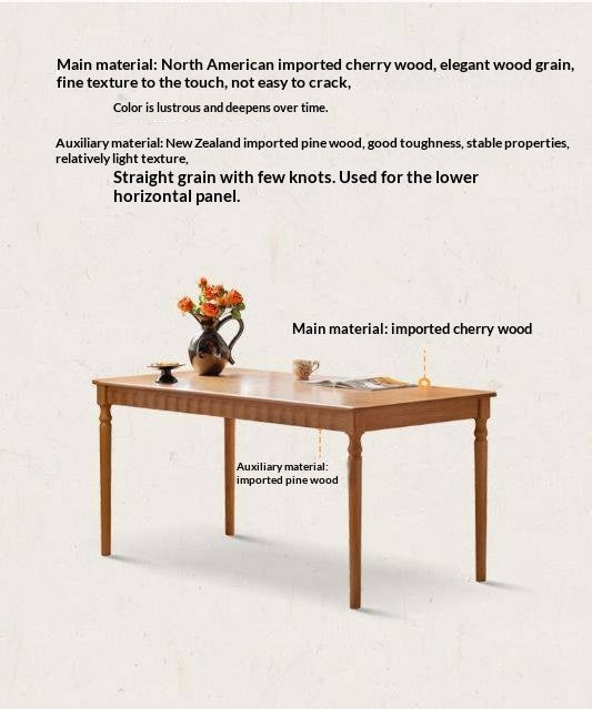 Cherry Solid Wood American Retro Dining Table