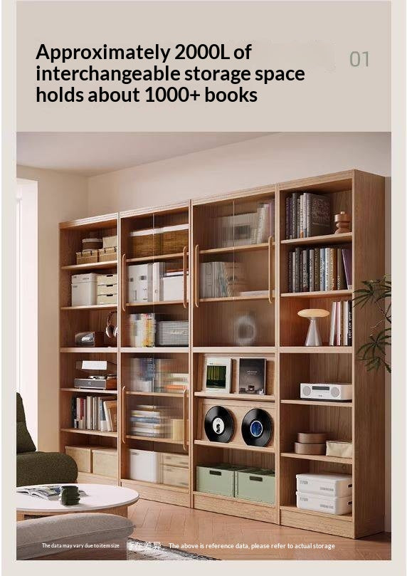 Ash, Oak, Cherry Solid Wood Bookshelf Integrated Wall-Mounted Minimalist