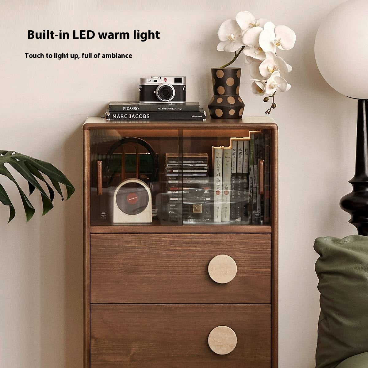 Black Walnut Solid Wood Retro Side Cabinet