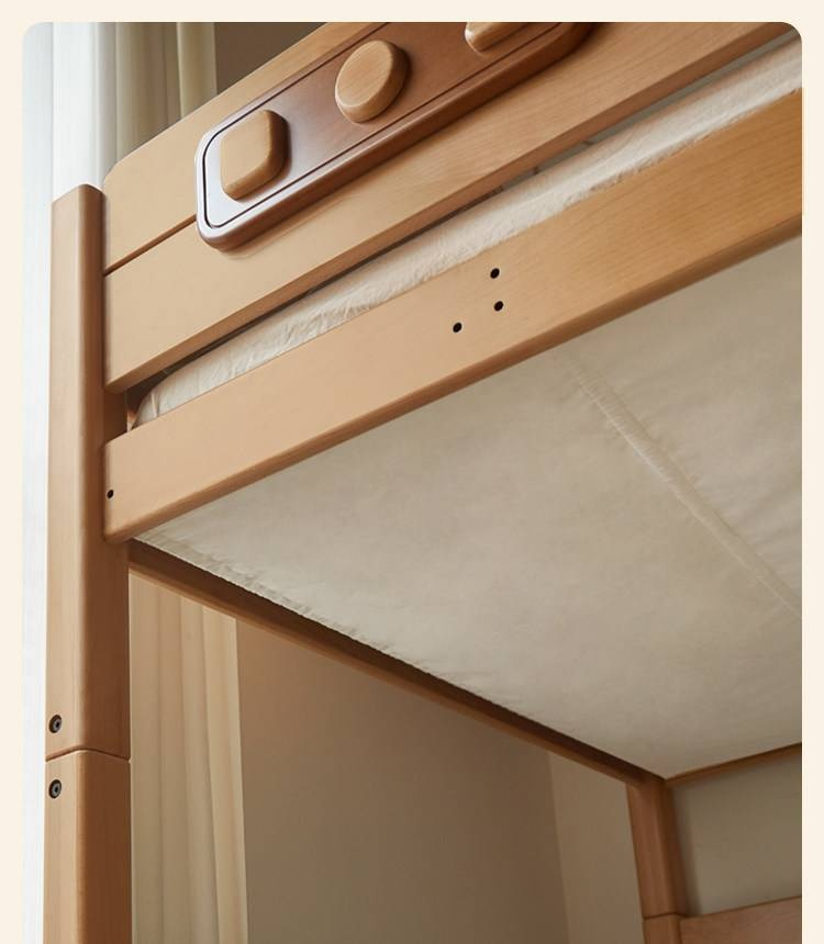 Beech Solid Wood Convertible Bunk Bed with Storage Drawers