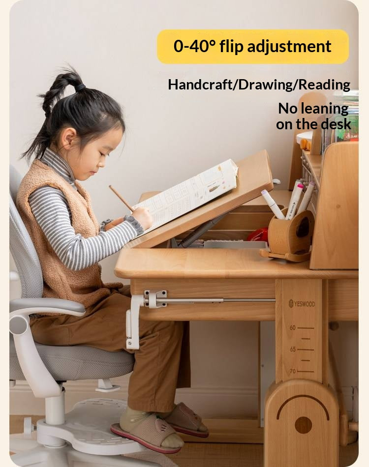 Beech Solid Wood Kids Study Table