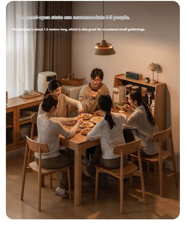 Oak Solid Wood Modern Minimalist Extendable Dining Table