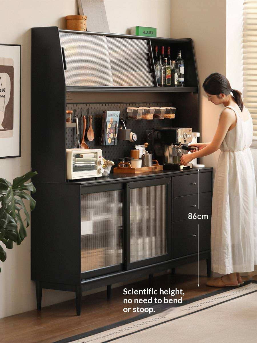 Solid Rubberwood Restaurant Modern Sideboard