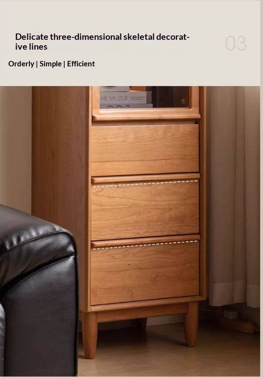 Cherry Solid Wood Mid-range Style Side Cabinet.