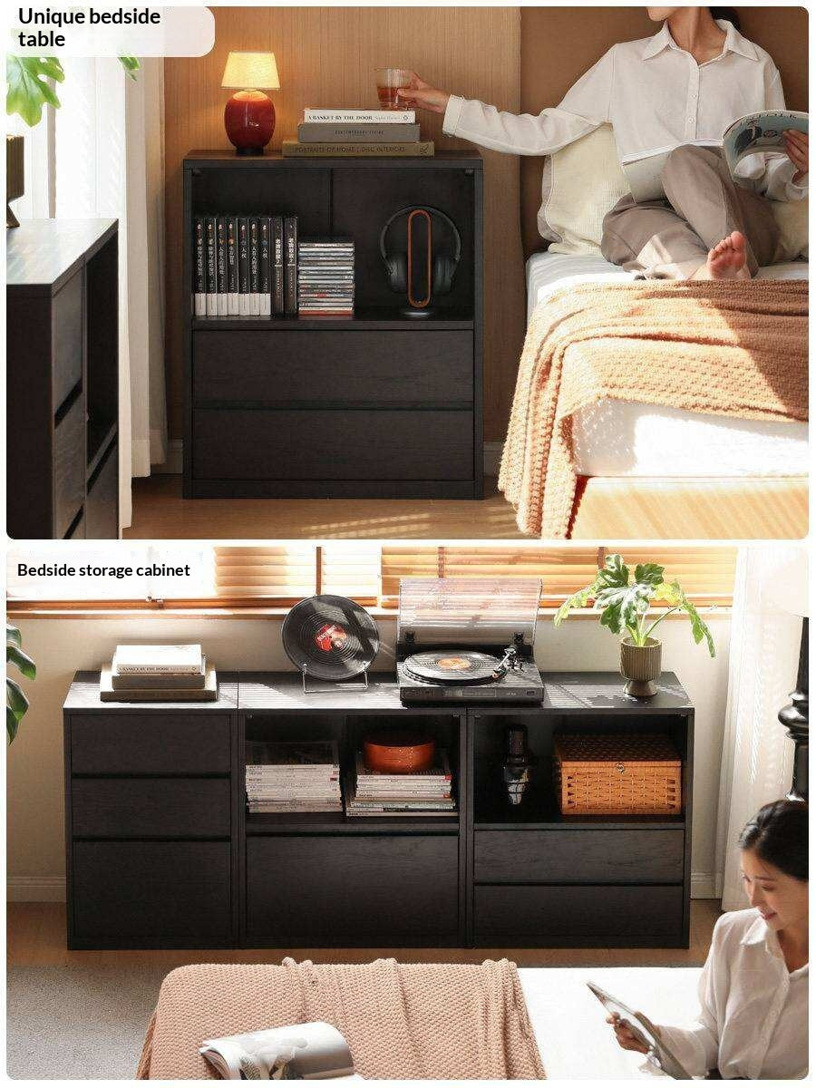 Oak, Solid Rubberwood Bookcase Modern Floor Combination Cabinet