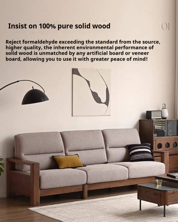 Sandalwood Solid Wood Fabric Sofa