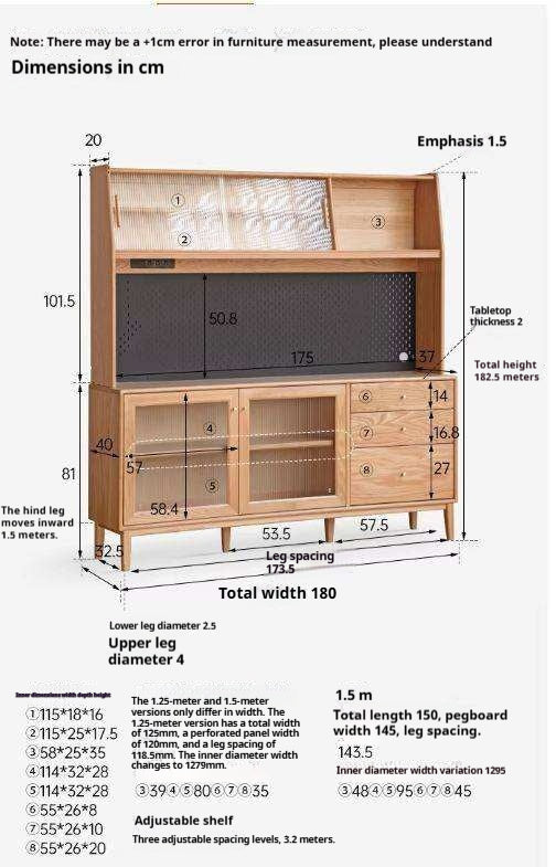 Oak Solid Wood, Solid RubberWood Nordic Sideboard Cabinet