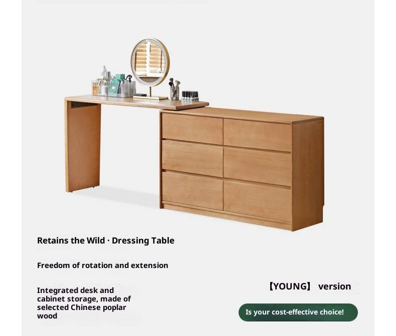 Poplar Solid Wood Modern Minimalist Rotatable Dressing Table