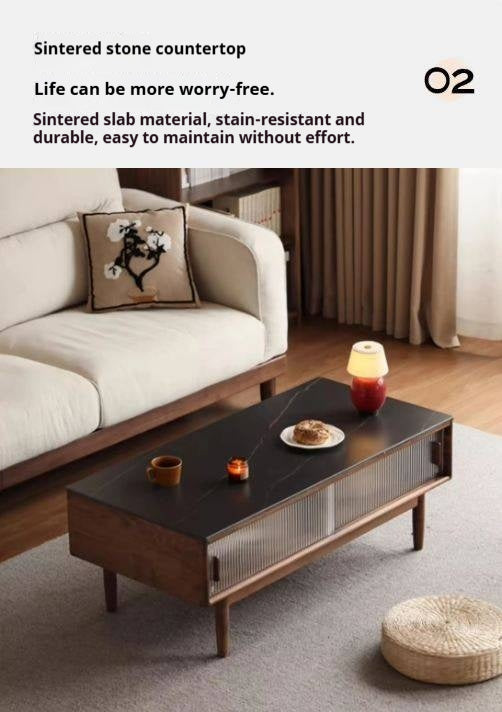 Black Walnut, Oak, Solid Rubberwood Solid Wood Modern Style Coffee Table