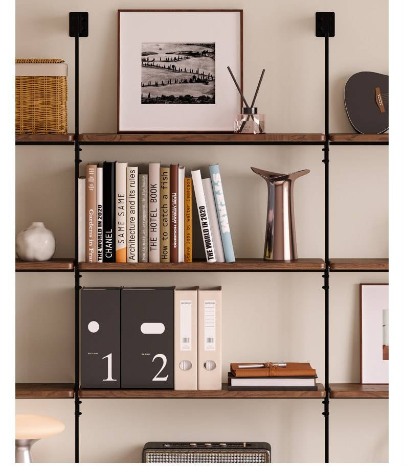 Oak Solid Wood Wall-Mounted Bookshelf Industrial Style