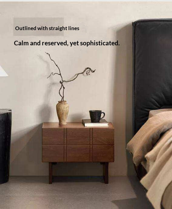 Black Walnut, Oak Wood Wabi-Sabi Style Nightstand