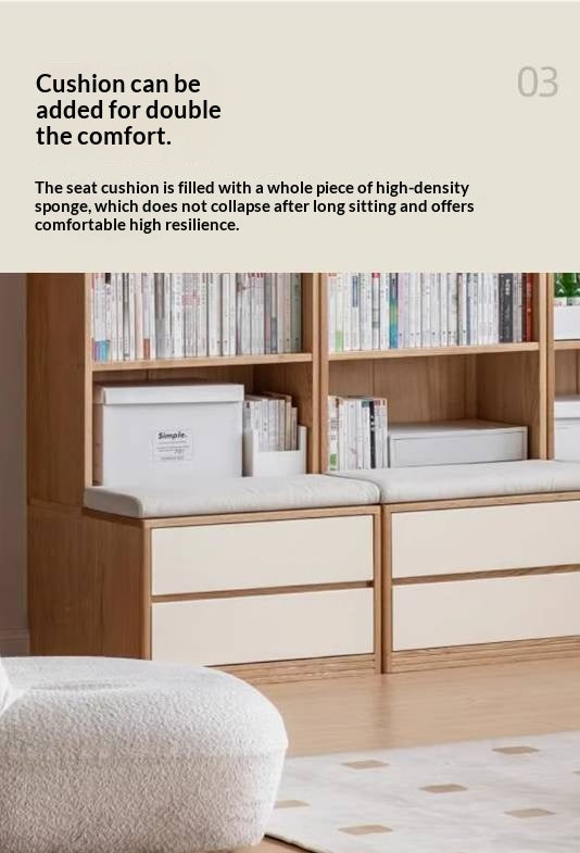 Oak Solid Wood Cream Style Bookcase