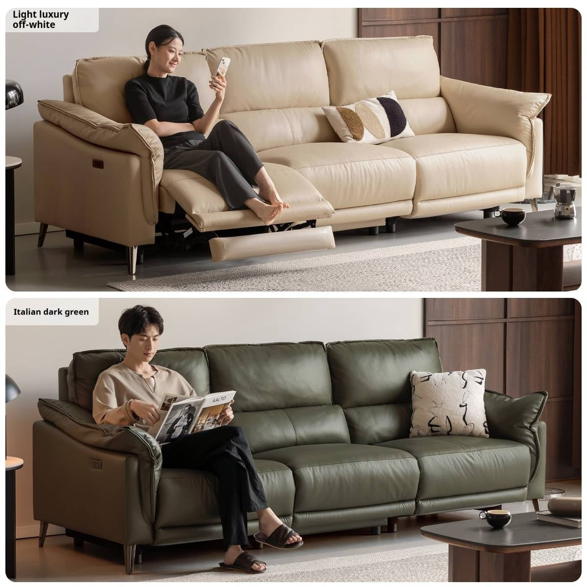 Genuine Leather Italian Style Zero-Wall Electric Recliner Sofa