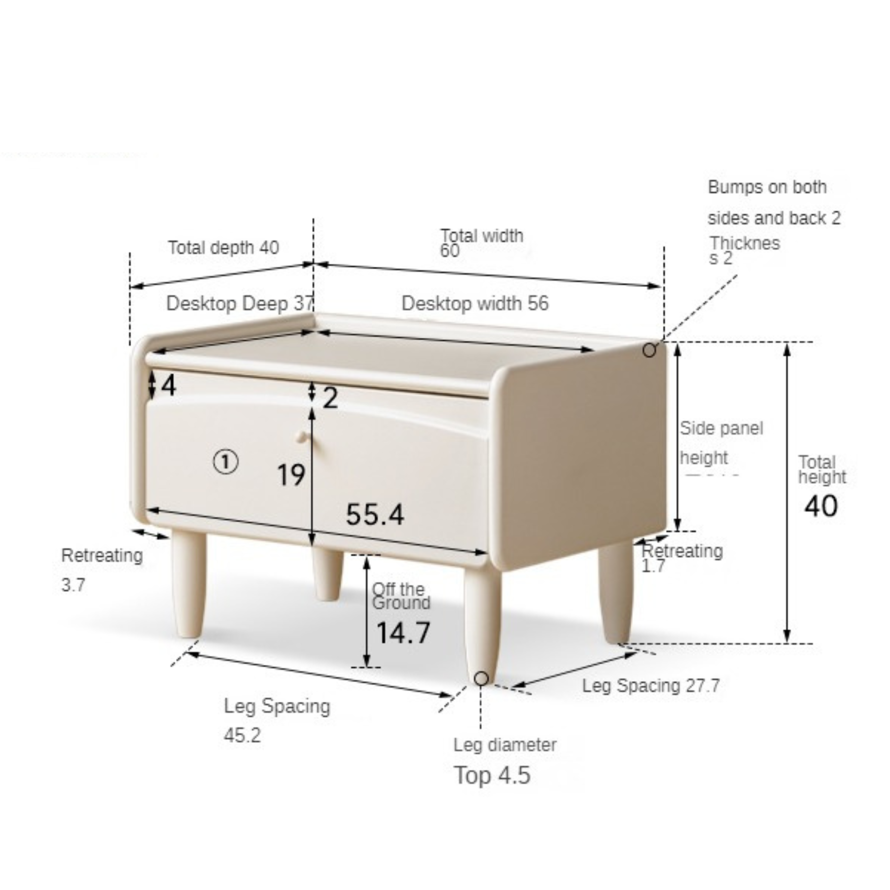 Poplar Solid Wood Cream Style Dressing Table,