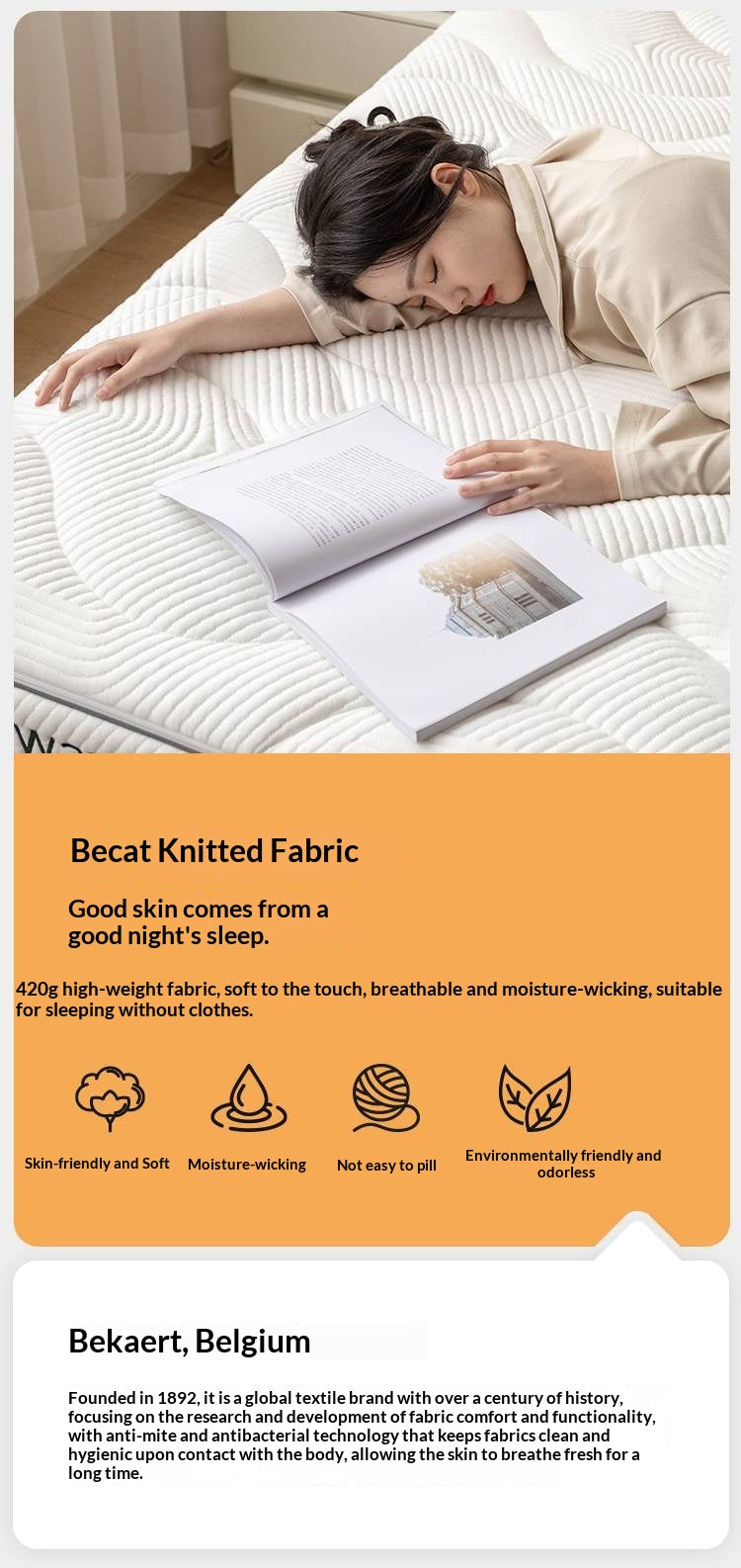 Zero-Glue Bedroom Mattress — Natural Anti-Mite, Breathable, Spring Back Support, Firm Support Mattress