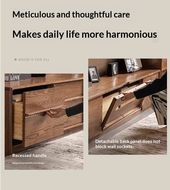 Ash Solid Wood Italian Luxury Floor-Standing TV Cabinet