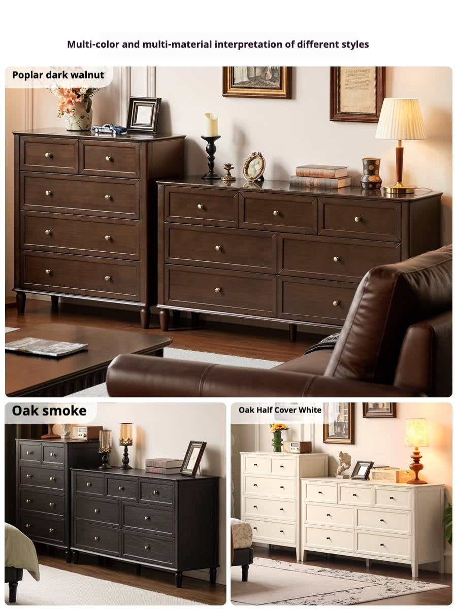 Black Walnut Solid Wood American Retro Chest of Drawers.
