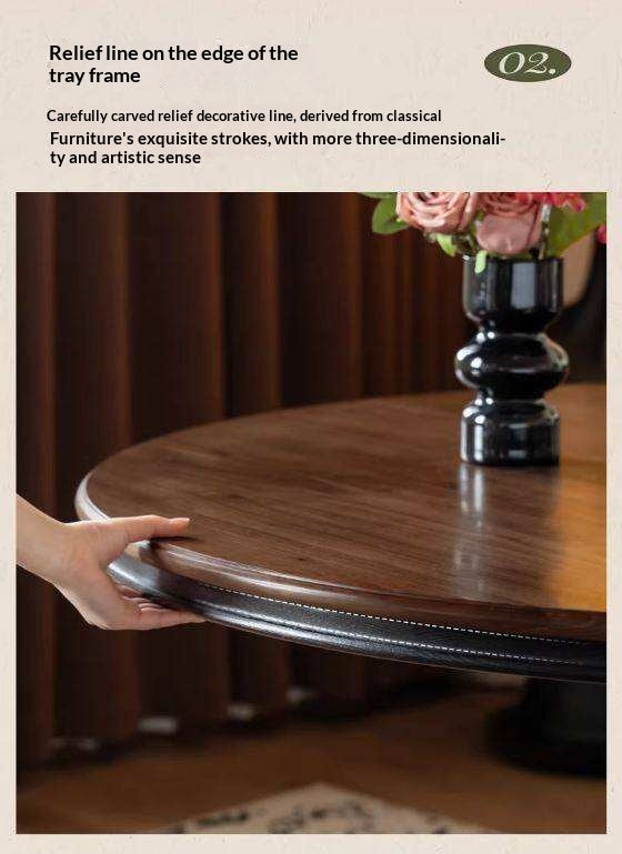 Black Walnut Solid Wood American Retro Round Dining Table