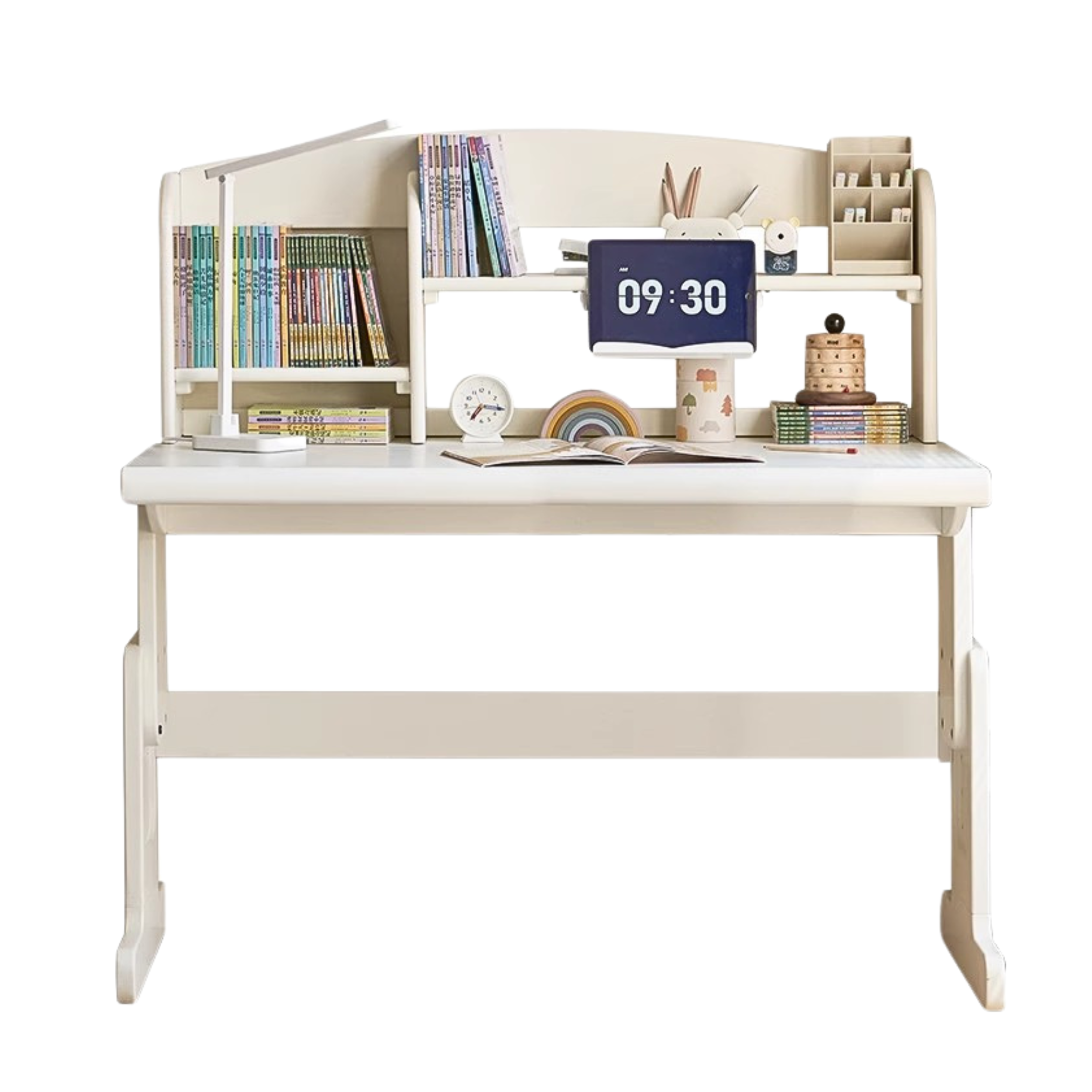 Beech Solid wood lift study desk  adjustable white children's desk