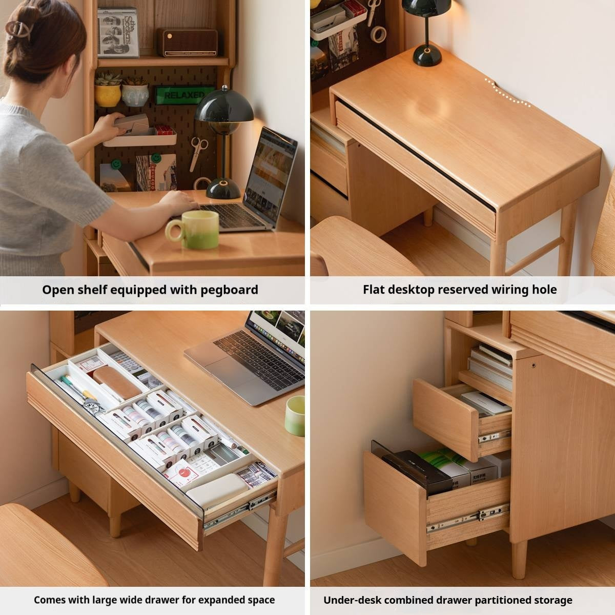 European Beech Solid Wood Retractable Modern Dressing Table