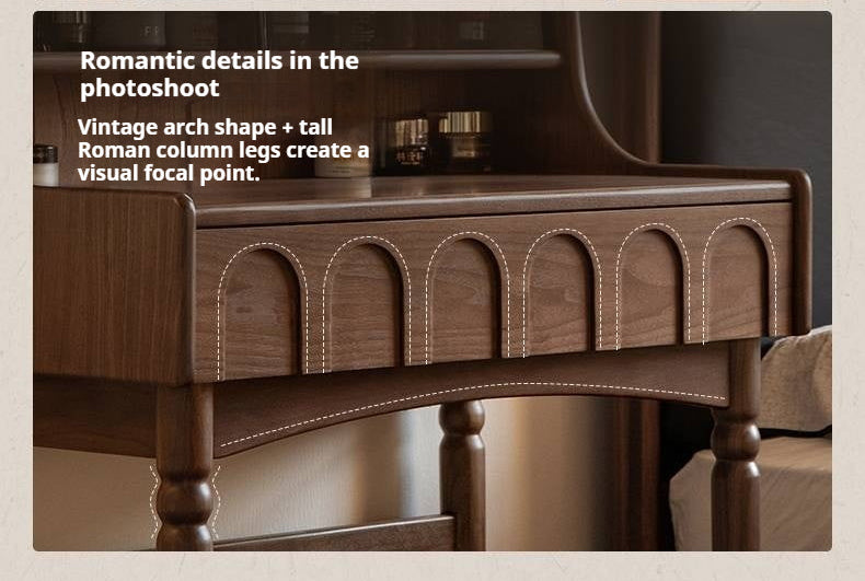 Black Walnut Solid Wood French Retro Multifunctional Vanity Table