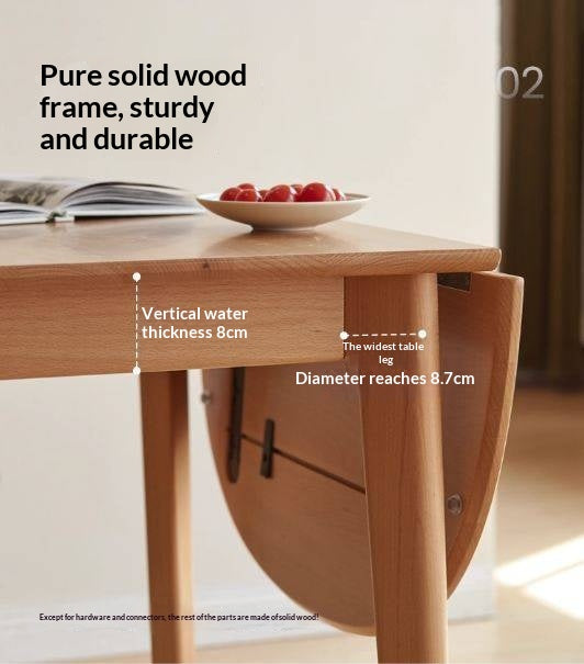 Beech Solid Wood Folding Dining Table
