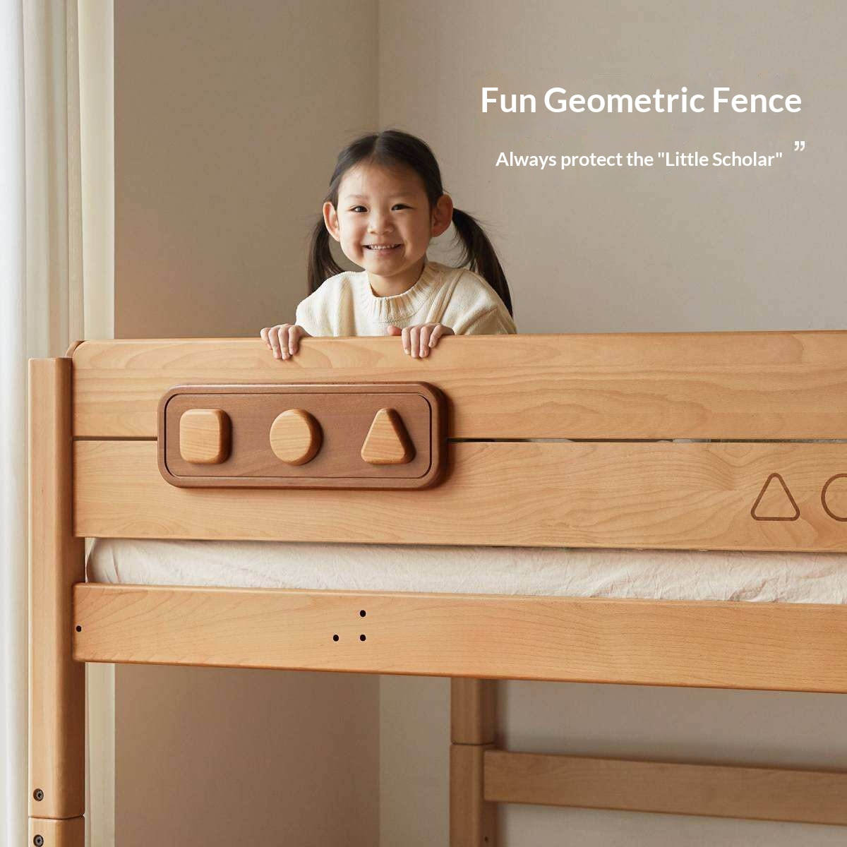 Beech Solid Wood Convertible Bunk Bed with Storage Drawers