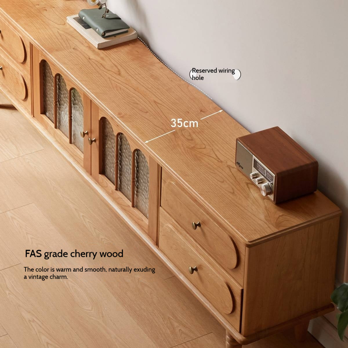 Cherry Solid Wood Style French Retro TV Stand