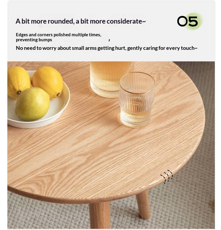 Oak, Solid RubberWood Nordic Style Side Table