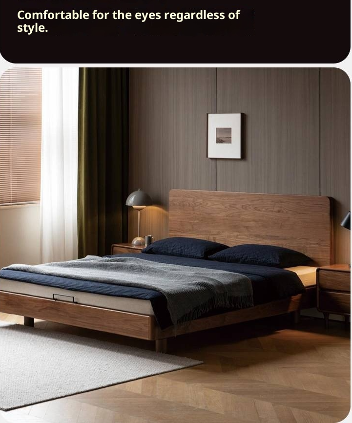 Black Walnut Solid Wood Modern Minimalist Bed