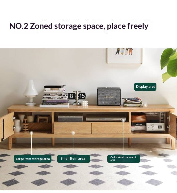 Oak, Solid Rubberwood Modern TV Stand