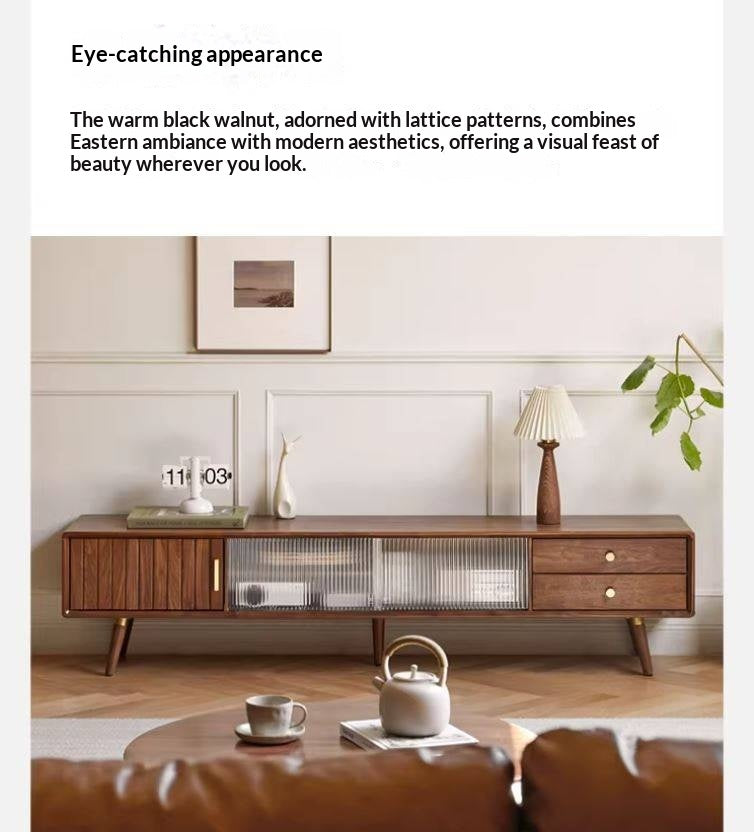 Black Walnut Solid Wood Nordic TV Cabinet.