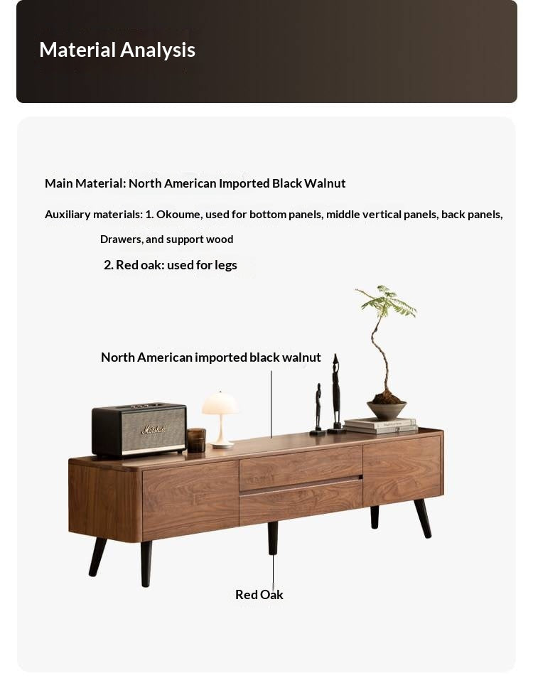 Black Walnut, Solid Sandalwood TV Cabinet Modern Simple.