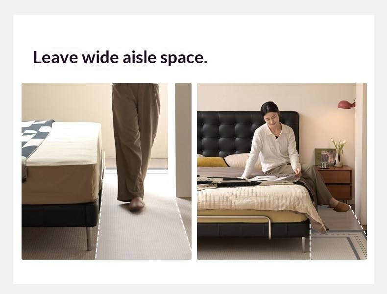 Genuine Leather Bed — Italian Light Luxury, Bauhaus Edge Design, Black Finish